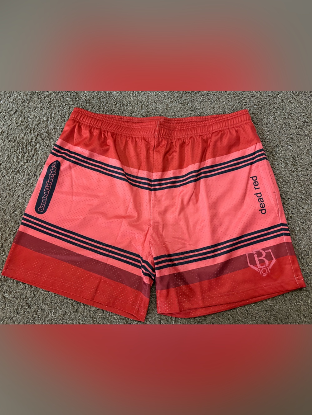 Men’s 2XL Baseball 101 Dark Red Shorts